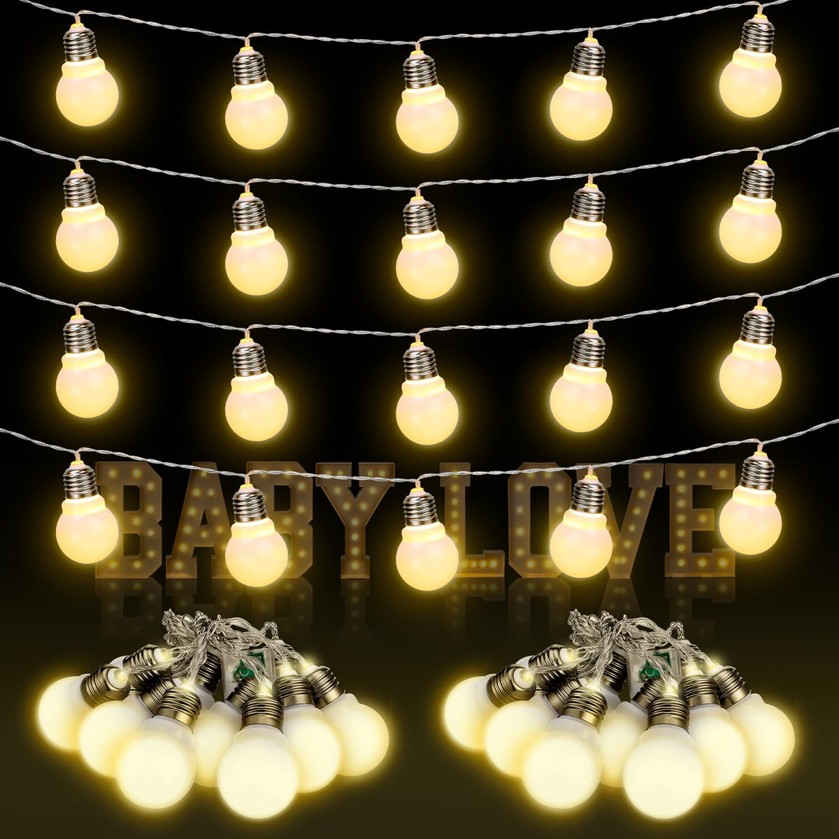 Lâmpadas de LED para Corda LinkMejor, 4 unidades, 13,8 pés de comprimento, letras e números