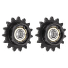 2pcs ANSI #35 / DIN(ISO)06C Roller Chain Idler Sprocket 10mm Bore, 3/8" Pitch, Hardened 15 Tooth Tensioner Sprocket, Insert 2 Bearings (B Type)