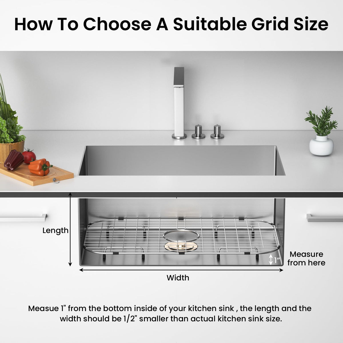 BAŞLIK: 26-1/16" x 14-1/16", Merkezde Drenaj Olan Sink Koruyucu ızgara