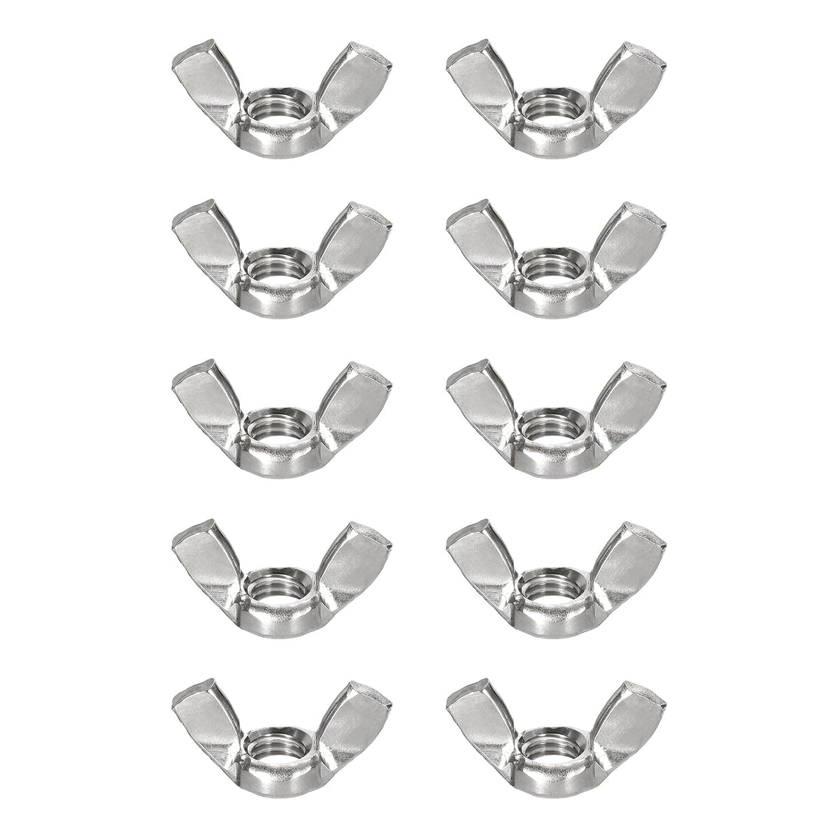M8x1.25mm Flügelmuttern 10 Stk, 304 Edelstahl Schmetterlingsmuttern Befestigungsteile Handdrehen Flügelmuttern für Maschinen Elektronische Ausrüstung DIY, Silber