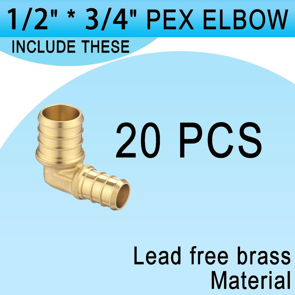 (20 Stück) LinkMejor 3/4 bis 1/2 PEX Reducer Crimp Elbow für PEX-A/B/C-Rohr