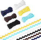 10 Yard Rick Rack Trim Ribbon, 5mm Wave Sewing Bending Fringe Trim for DIY Clothes Wrapping Wedding Party Decoration Black/White/Sky Blue/Brown/Blue/Yellow