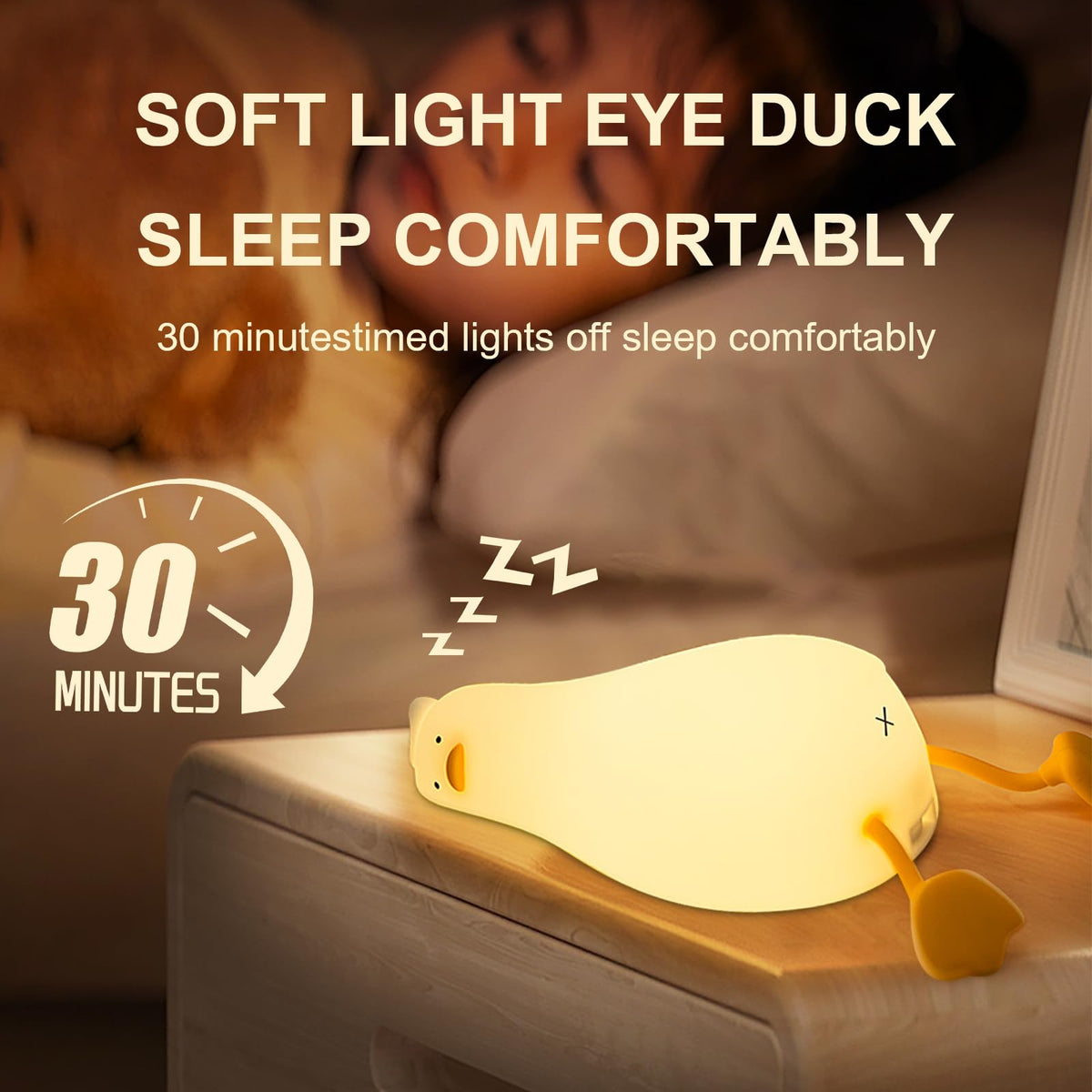 LinkMejor Lying Flat Duck Night Light, Dimmable Silicone Duck Lamp with Phone Stand, Rechargeable Touch Bedside Nursery Light, 3000K Warm Glow, BPA-Free Cute Duck Decor for Breastfeeding & Kids