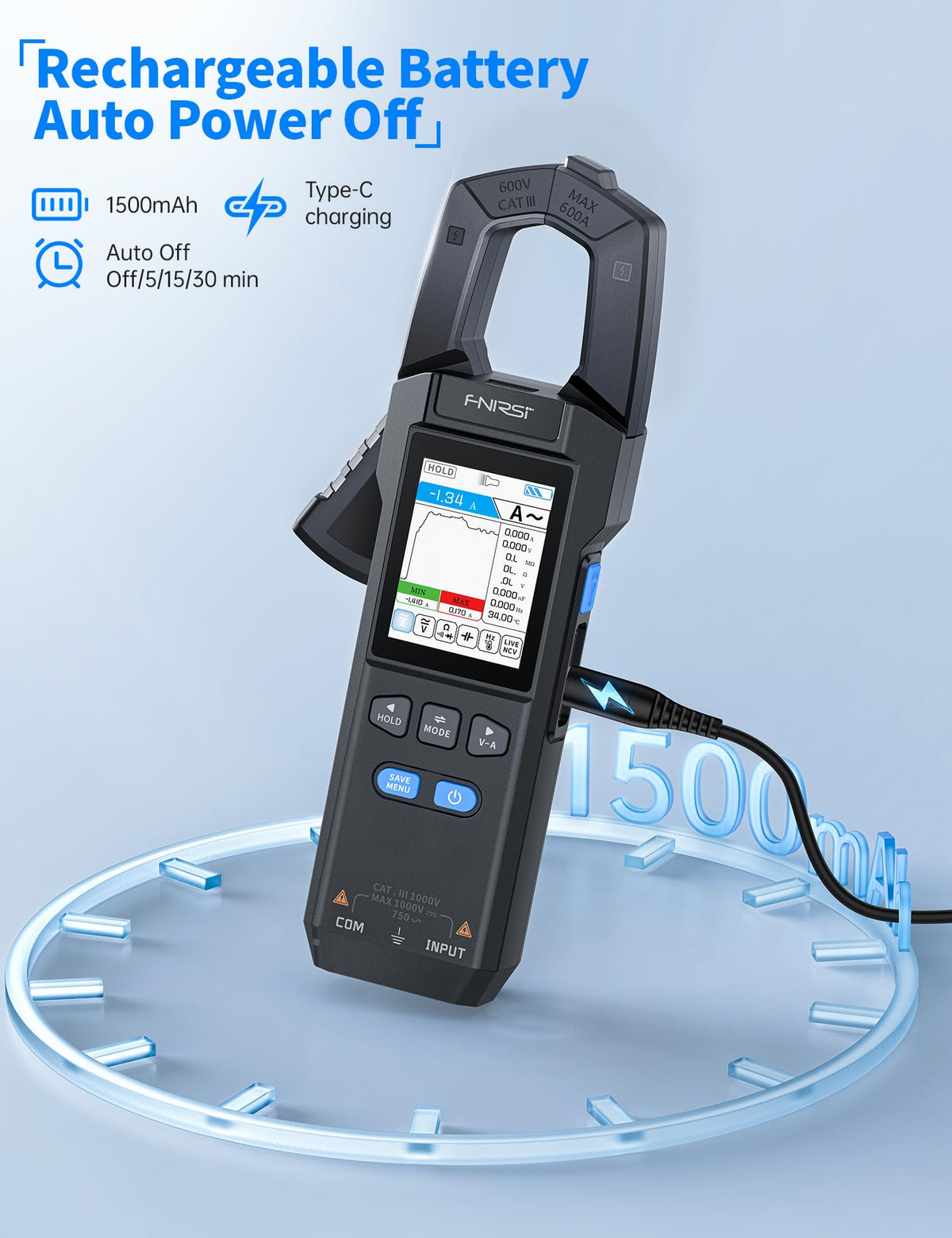 LinkMejor Mètre à Coupes DMC-100 9999 Comptes TRMS, 600A Mètre AC/DC Ampère