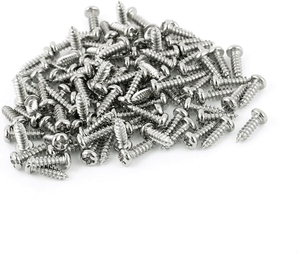 100pcs M3 X 10mm Stainless Steel Cross Pan Head Self Tapping Screws Bolts