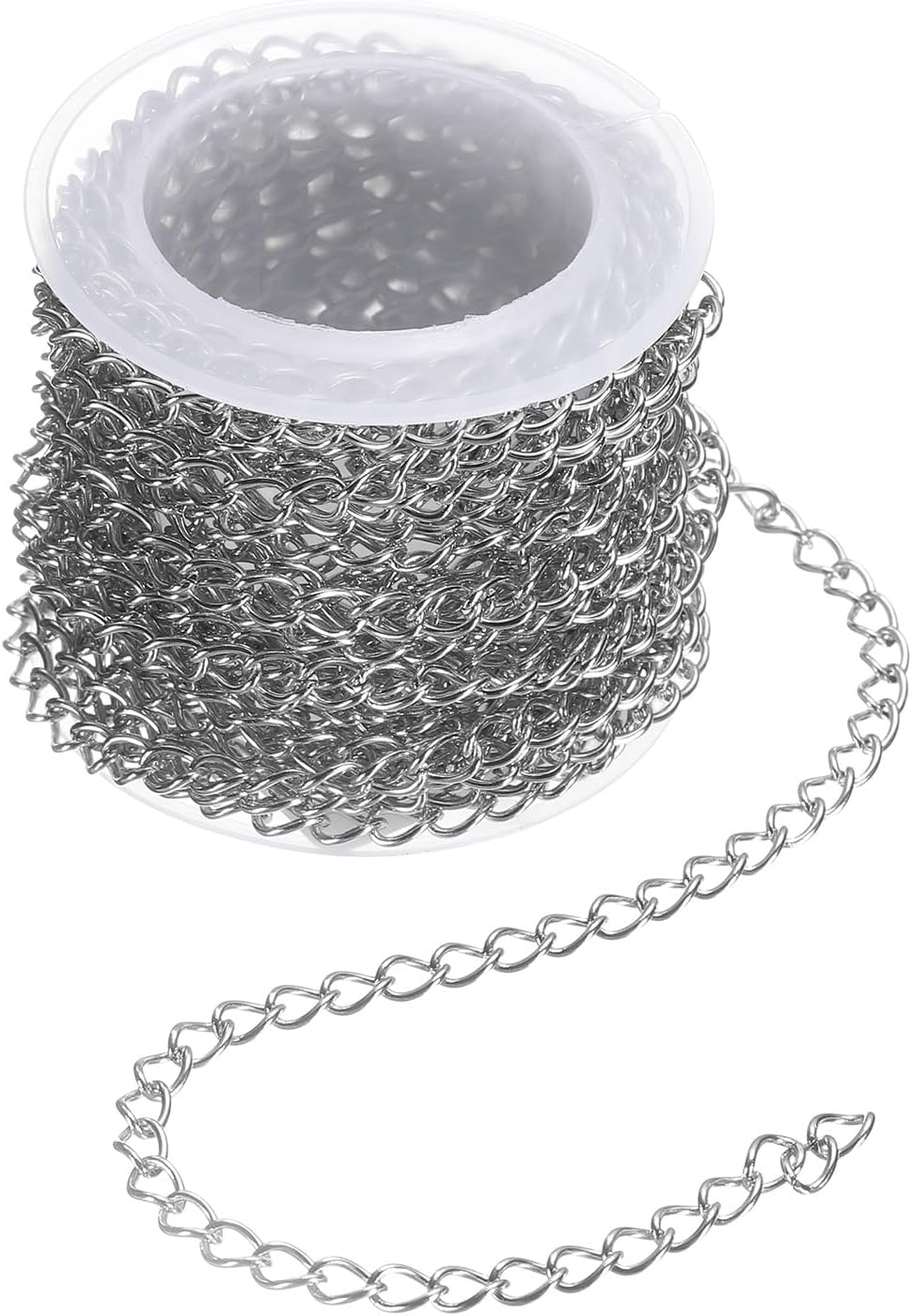 16.4 Feet/5 Meter Stainless Steel Curb Chain, 5.5x4x0.8mm Cuban Link Chain, Twisted Links Cross Cable Chains for DIY Jewelry Making Supplies, Silver