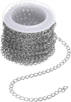 16.4 Feet/5 Meter Stainless Steel Curb Chain, 5.5x4x0.8mm Cuban Link Chain, Twisted Links Cross Cable Chains for DIY Jewelry Making Supplies, Silver