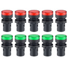 10Pcs Red Green Indicator Light AC/DC 110V, 22mm Panel Mount, for Electrical Control Panel, HVAC, DIY Projects