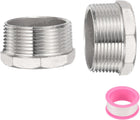 2 Pcs 304 Stainless Steel Reducer Hex Bushing G1-1/2" Male x G1" Female Threaded Reducing Pipe Adapter Fitting with PTFE Tape for Plumbing, Fuel Lines, and Pneumatic Systems