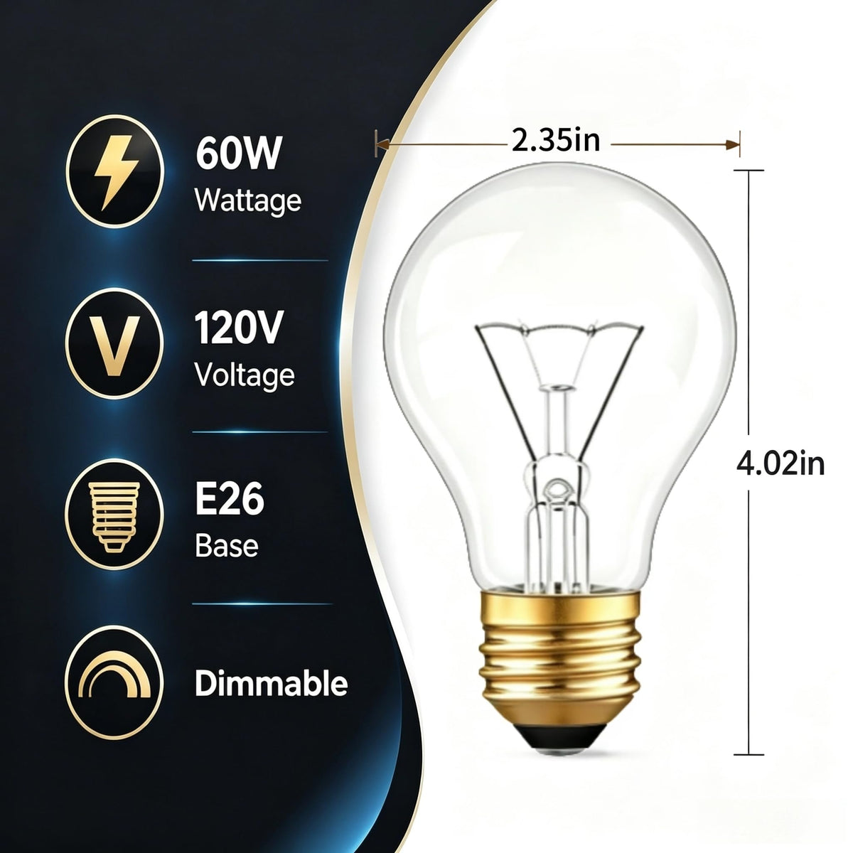 LinkMejor 60W Glødelamper E26 A19, 3000K Blød Hvid, 6 stk