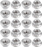 M6 Serrated Flange Hex Lock Nuts, 201 Stainless Steel, 20 Pcs