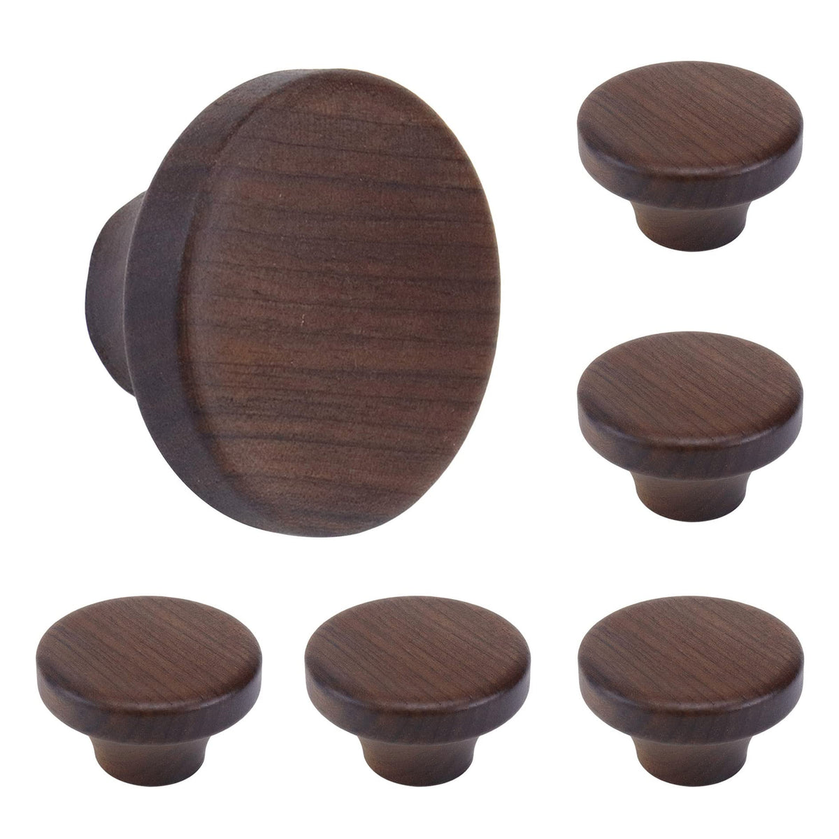 LinkMejor 6PCS Roda de Madeira Single Buraco Gaveta, 1.56" maçanetas de Gabinete