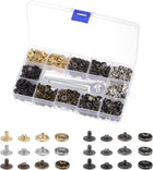 180 Sets Leather Snap Fasteners Kit 6 Colors 10mm Metal Press Studs Buttons Tool with 4 Setter Tools & Storage Box for Clothing Leather Sewing