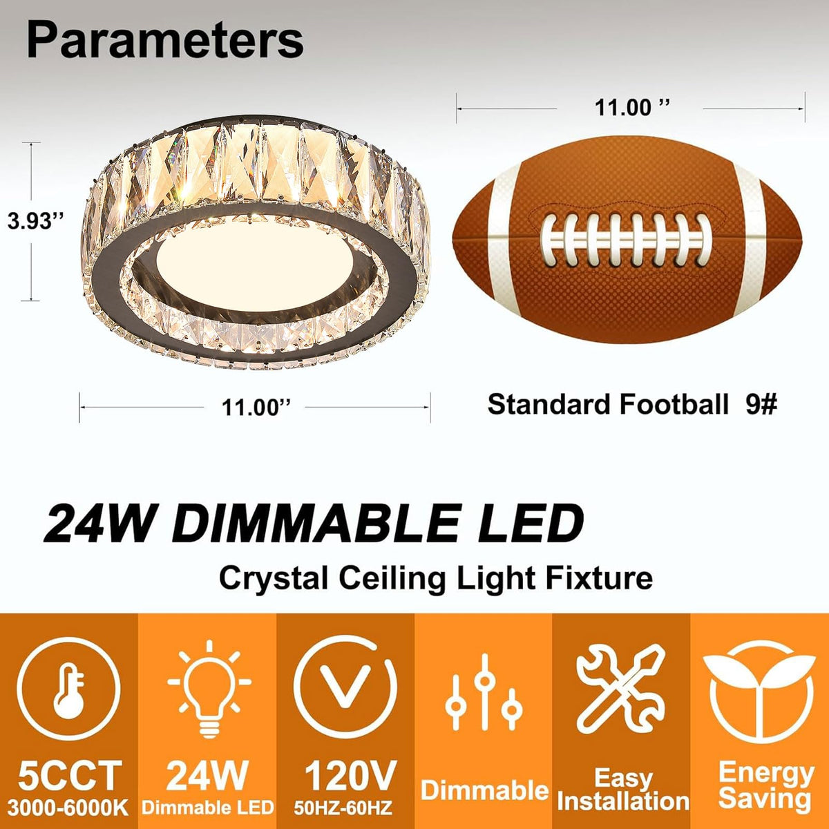 ลิงก์เมโจร์ 11 นิ้ว ไฟแฟนเซอร์ LED ปรับดับเล็ดทองฝังลงบนที่ตั้งซุ้มฝาย