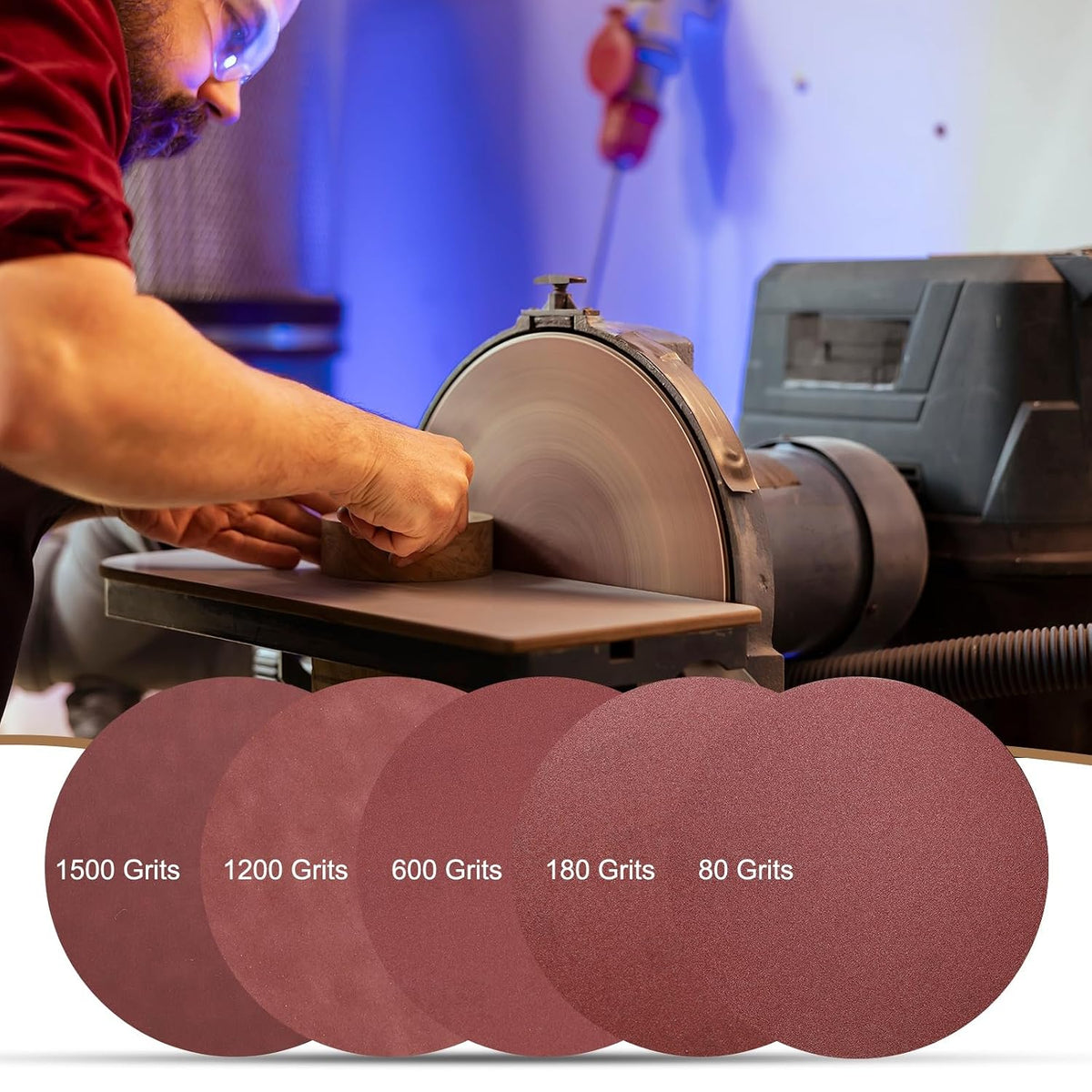 15pcs 8-Inch PSA Sanding Discs, 400 Grits Aluminum Oxide Self Adhesive Stick Back Sandpapers, No-Hole Round Wet/Dry Sander Papers, Sand Auto Car Paint, Wood, Metal