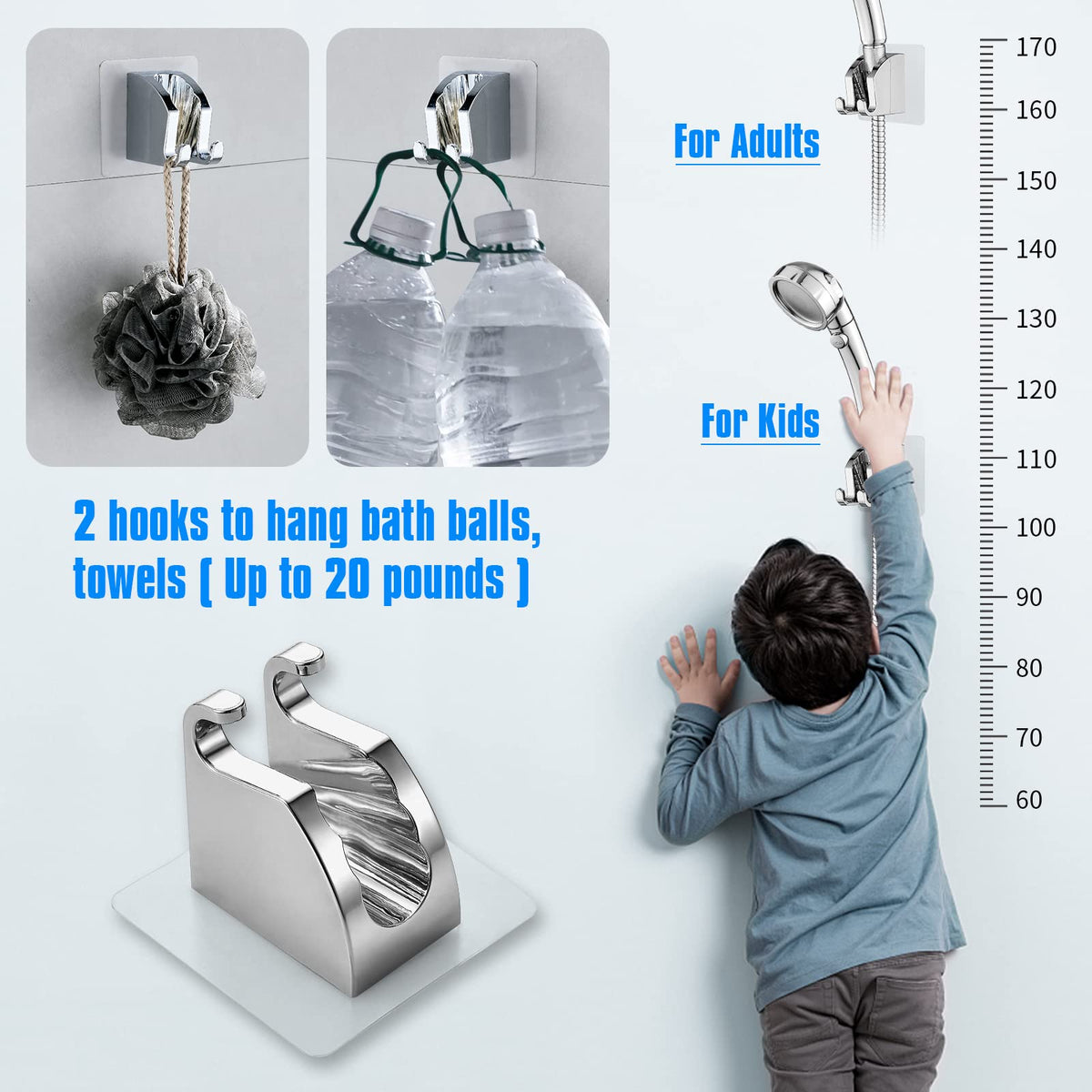 LinkMejor Chrome Shower Head Holder Adhesive 1 Pack