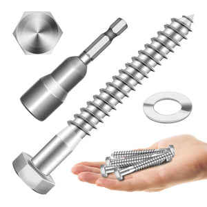 LinkMejor (12Set) 5/16" x 3" Hex Kafa Lag Tellerleri, Ağır Görevli Lag Telleri ve Mutfaklar, 304 Paslanmaz Çelik Teller 18-8, Lag Telleri Ahşap Telleri, Parçalı Diş Parlak Sonuç, 5/16 Teller