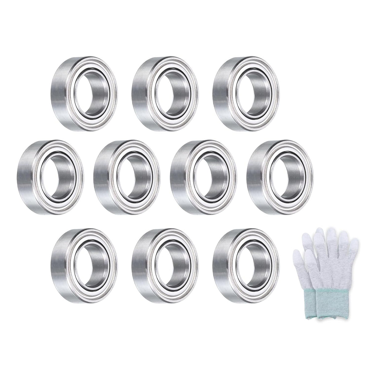 MR137ZZ Deep-Groove Ball Bearings for Rollers, 7mm x 13mm x 4mm Seal Bearings with Fiber Gloves, Double Metal Sealed Bearing Steel Skateboard Bearings 10Pcs