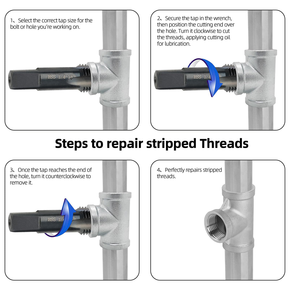 1/4-18 NPT Pipe Tap and 7/16" Drill Set,Hand Threading Plumbing Tap Set