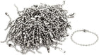 Stainless Steel 10cm Length 2.4mm Beaded Ball Chain 100Pcs Silver Tone
