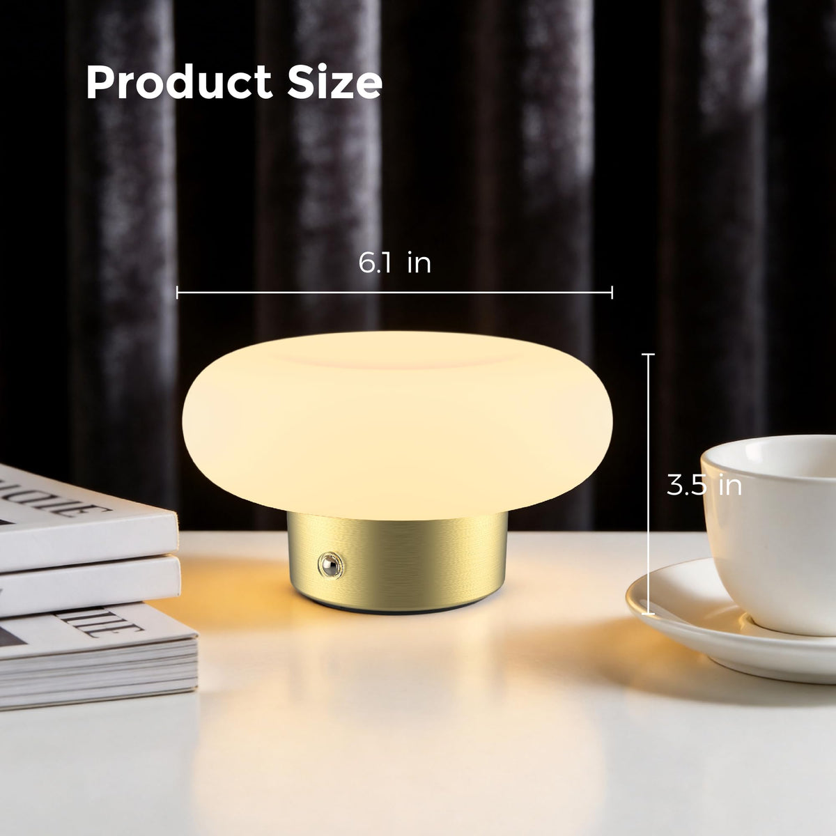 Lampă de masă fără fir, Lampă de masă cu baterie reîncărcabilă, Lumină caldă 2700K, Aur