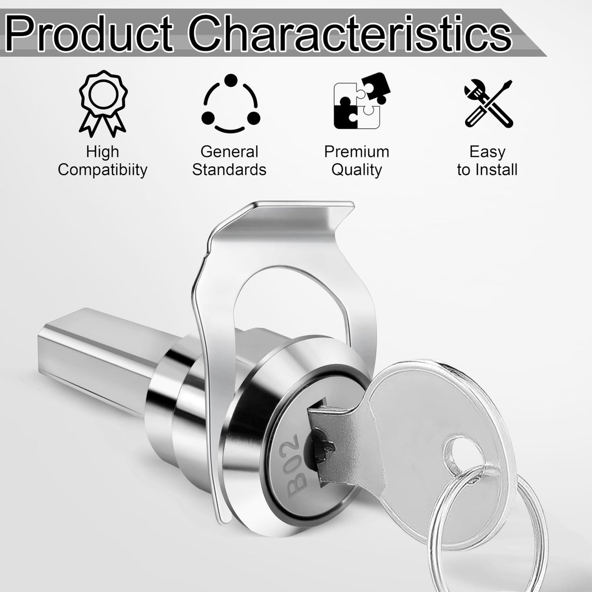 A Set Silver Universal Stainless Toolbox Locks with Keys