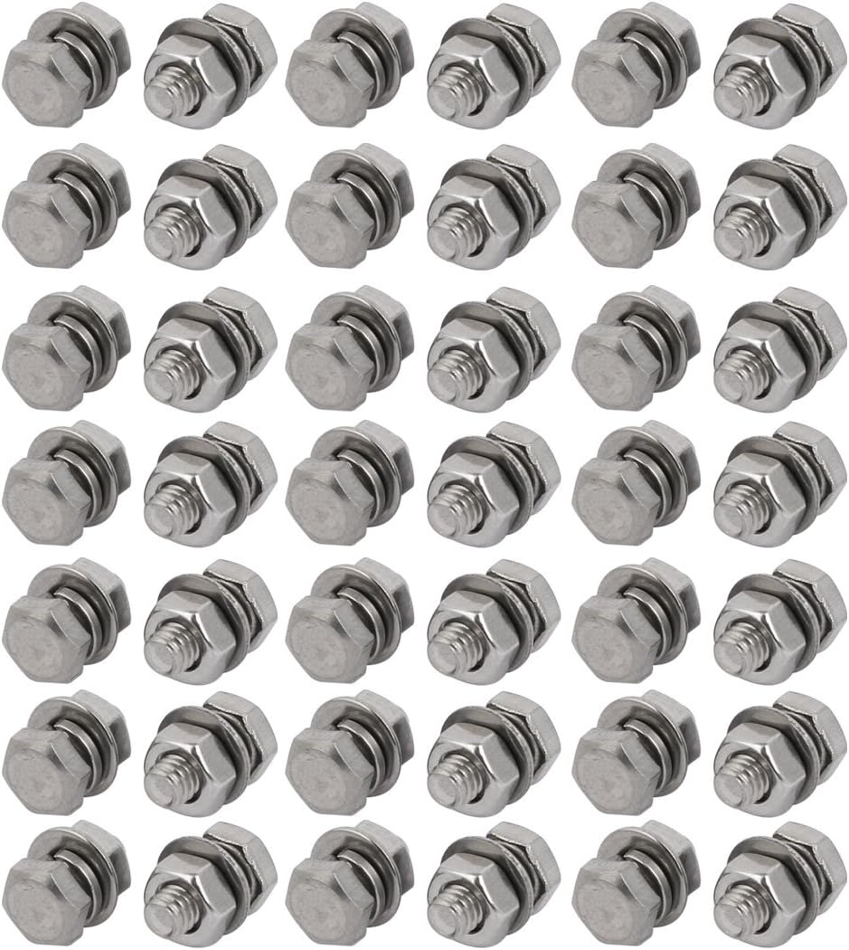 50pcs 304 Stainless Steel M4x10mm Hex Bolts w Nuts and Washers Assortment Kit