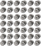 50pcs 304 Stainless Steel M4x10mm Hex Bolts w Nuts and Washers Assortment Kit