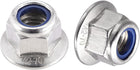 M10 Nylon Insert Hex Lock Nuts with Flange, 304 Stainless Steel, Plain Finish, 10pcs