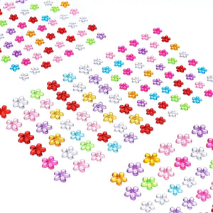 440 Pcs Gems Stickers for Crafts, 5 Sheet Self-Adhesive Gems Bling Flower Rhinestone Stickers, Crystal Crafts Jewelry Stickers for Party Table Decorations, Multicolor