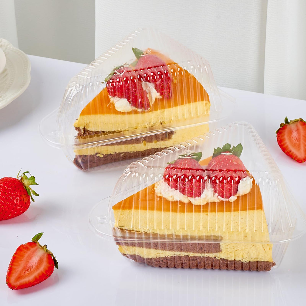 LinkMejor 100 Pack Triangolo Contenitori Porta Dessert Slice Torta
