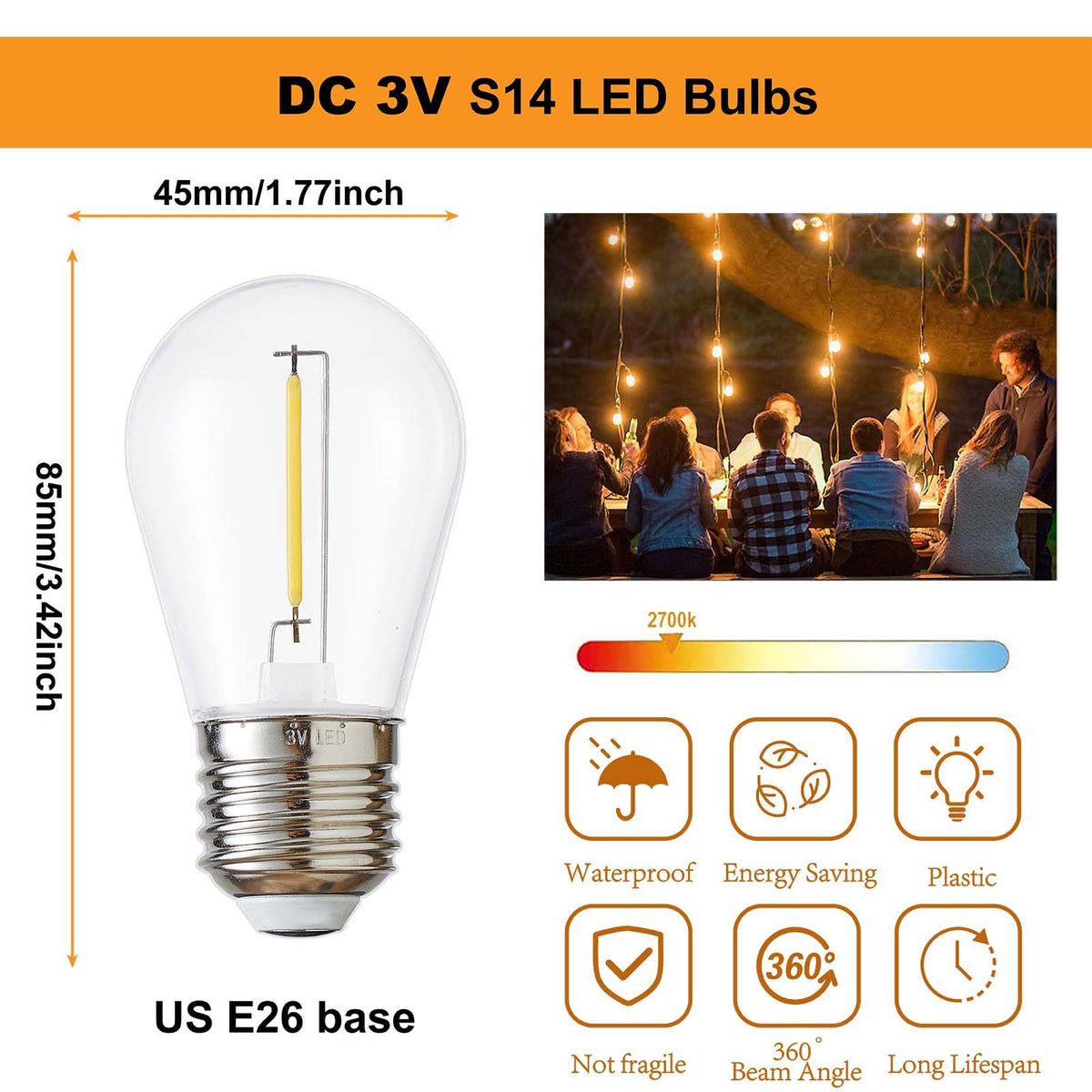 LinkMejor DC 3V Zonne Ketting Lampen, Lagere Spanning Warm Wit, 16 Pack