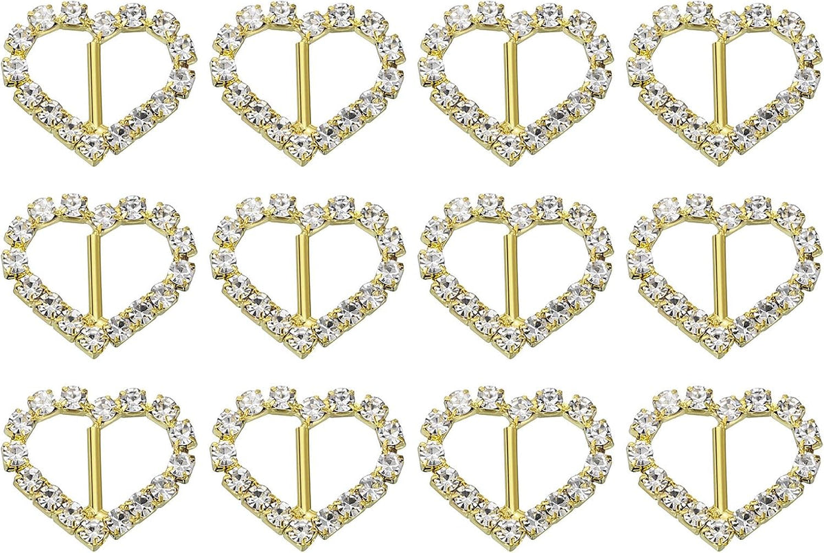 Rhinestone Buckles Sliders, Rhinestone Crystal Ribbon Buckles for Christmas DIY Gift Wrap