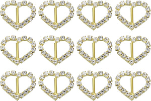 Rhinestone Buckles Sliders, Rhinestone Crystal Ribbon Buckles for Christmas DIY Gift Wrap
