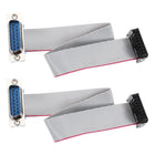 IDC Wire Flat Ribbon Cable DB15 Male to FC16 Female Connector 2.54mm Pitch 20cm Length 2pcs