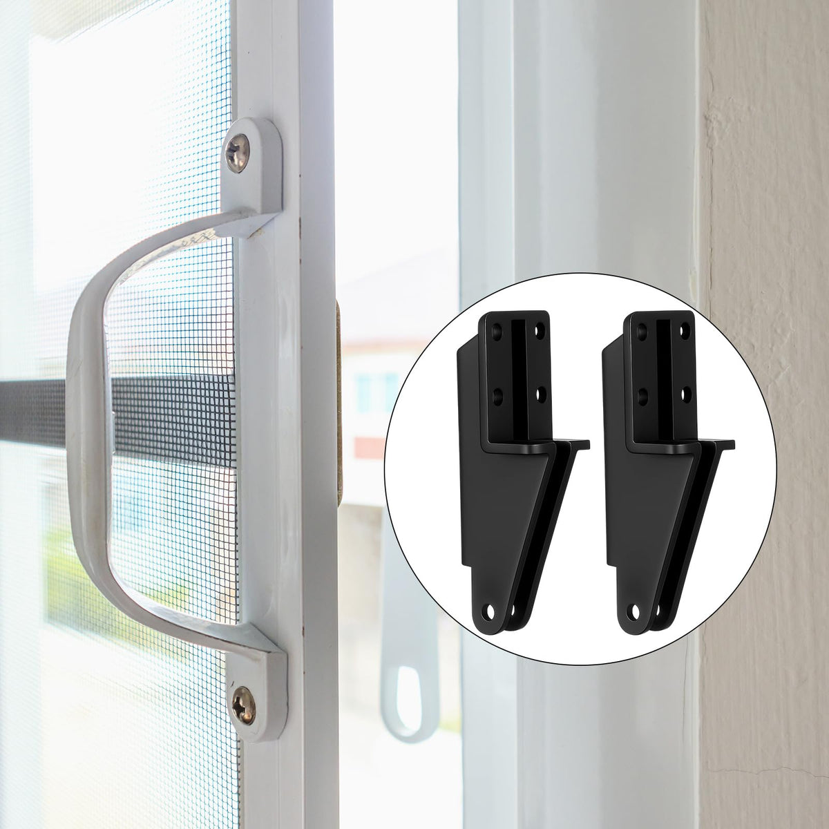 LinkMejor 2 Pack Cloison de porte de visualisation avec ressort de fermeture, traverse de porte métallique en plastique, noir