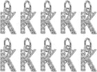 LinkMejor Rhinestone Letter Charm, 10pcs Crystal Zirconia Copper Alphabet K Pendants Slider Letter Charm for Wristbands Bracelets Necklace Jewelry Earring DIY Craft, Silver