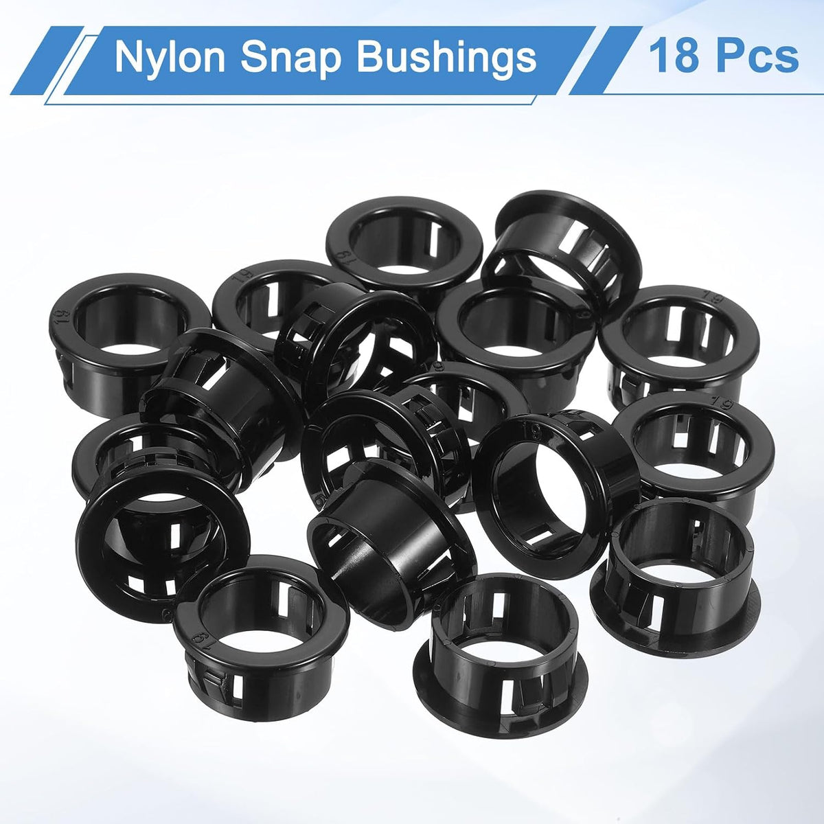 18 Pz Spilla di Passaggio per Cavo, Dia Montaggio 3/4" Rettangolare in Nylon Nero per Protettore di Spilla di Passaggio per Cavo, Spille di Passaggio in Plastica per Fori di Cavo