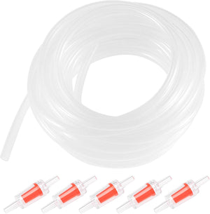 シリコンチューブ 5/32"(4mm) ID 1/4"(6mm) OD 16ft(5m) アクアリウムポンプ エアーホース 水パイプ クリア シリコンラバー管 チェックバルブ付き