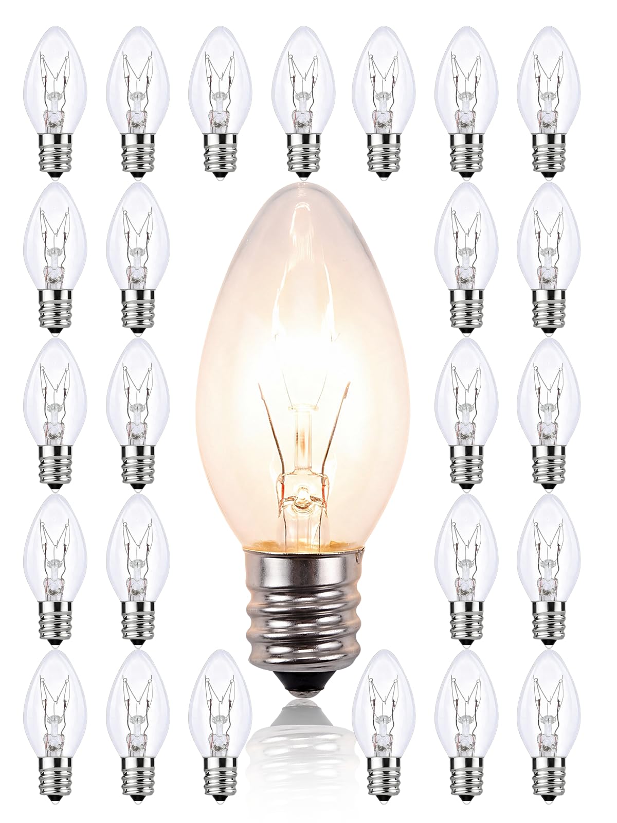 LinkMejor 25PK C7 Zastępcze Lampa, Światło Nocne na Święta, Przejrzysta