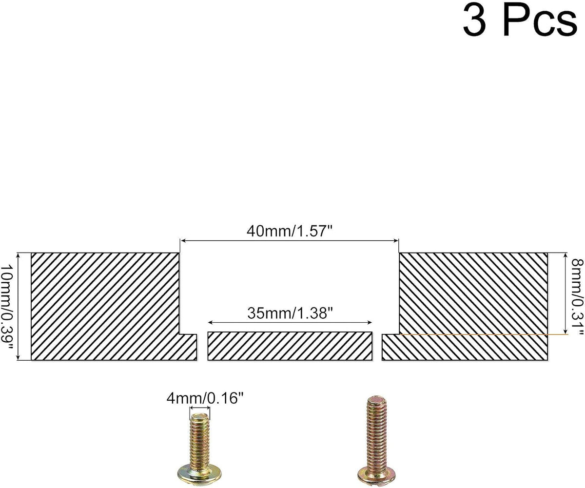 フラッシュプルリングハンドル40.5x11mm、3個セット平面引戸プル、ブラック