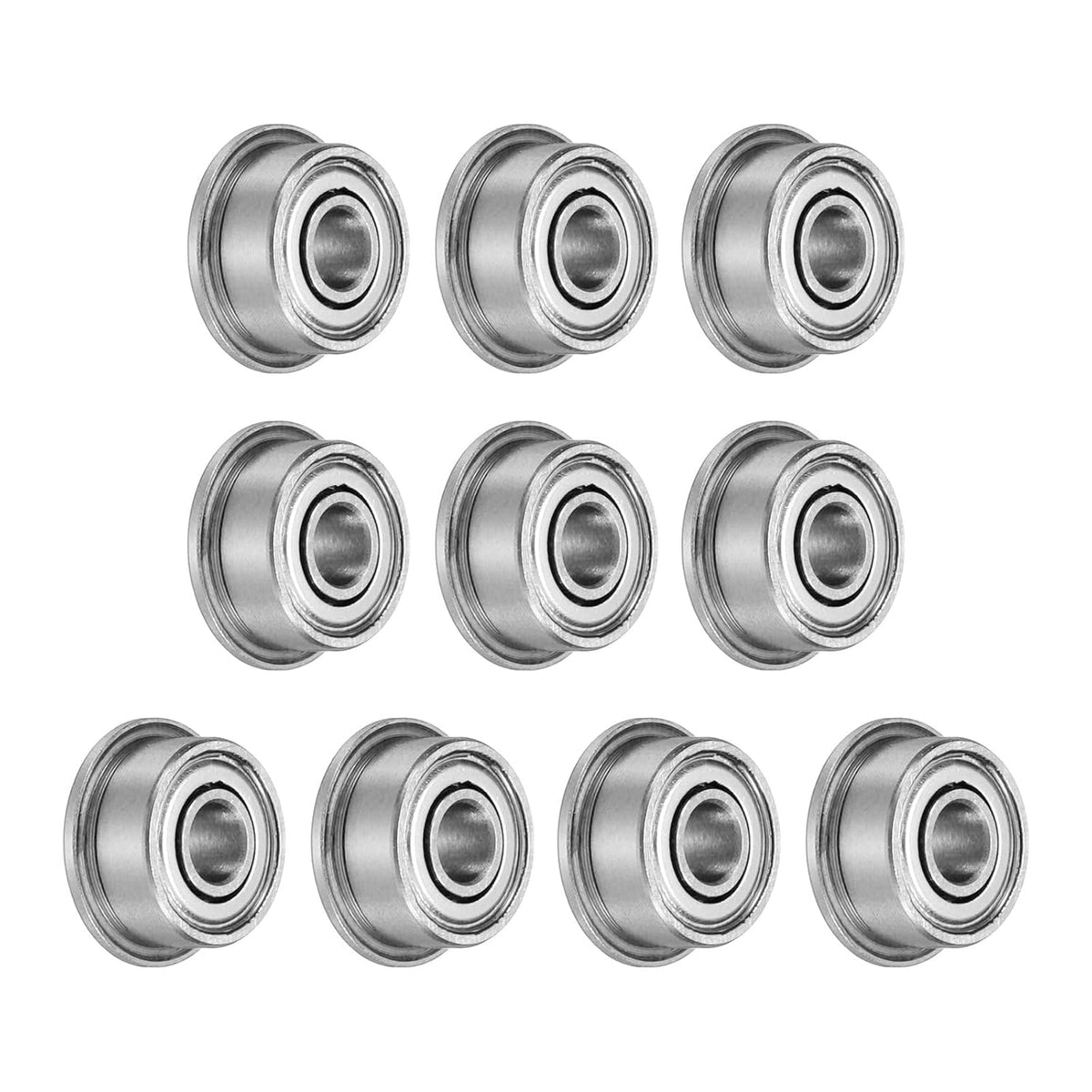 10pcs F693ZZ Flanged Ball Bearing 3x8x4mm Chrome Steel Double Shielded Miniature Bearing, Deep Groove Ball Bearings, P6 (ABEC 3)