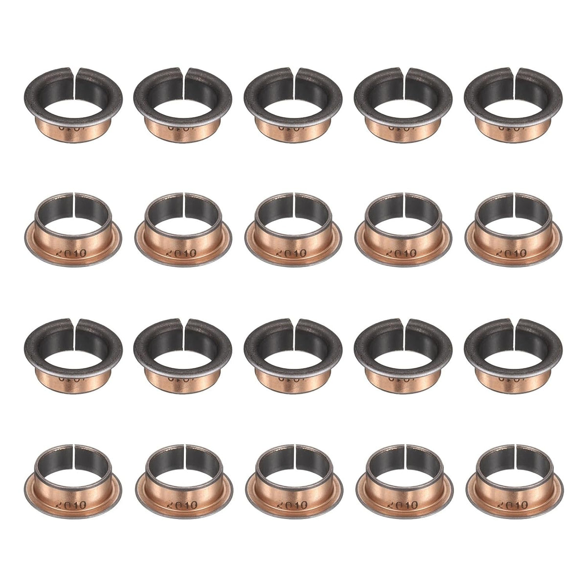 20Pcs Flanged Sleeve Bearings, 20mm Bore x 23mm OD x 10mm Length x 30mm, Sintered Bronze Wrapped Oilless Bushings