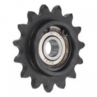 #35 Chain Idler Sprocket, 9mm Bore 3/8" Pitch 15 Tooth Tensioner, Black Oxide Finished C45 Carbon Steel with Insert Single Bearing for ISO 06C Chains