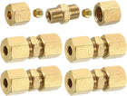 5Pcs Brass Compression Tube Fitting, 5mm Tube OD Connector, NPT Thread Compression Union Connectors & Compression Sleeves Ferrules, Brass Straight Coupling Adapter