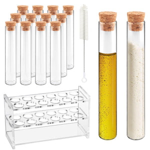12pcs 60ml 유리 검사 튜브 + Cork Stopper, 12구 Acrylic 랙 매치