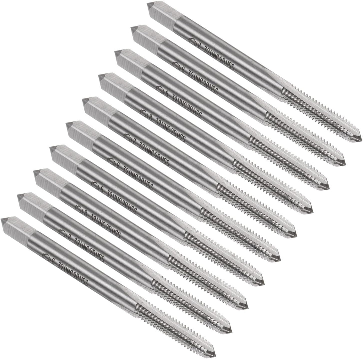 10pcs Machine Thread Taps 8-32 UNC 2B High Speed Steel 6542 Straight Flute Screw Thread Milling Taps Threading Tapping Repair Tools