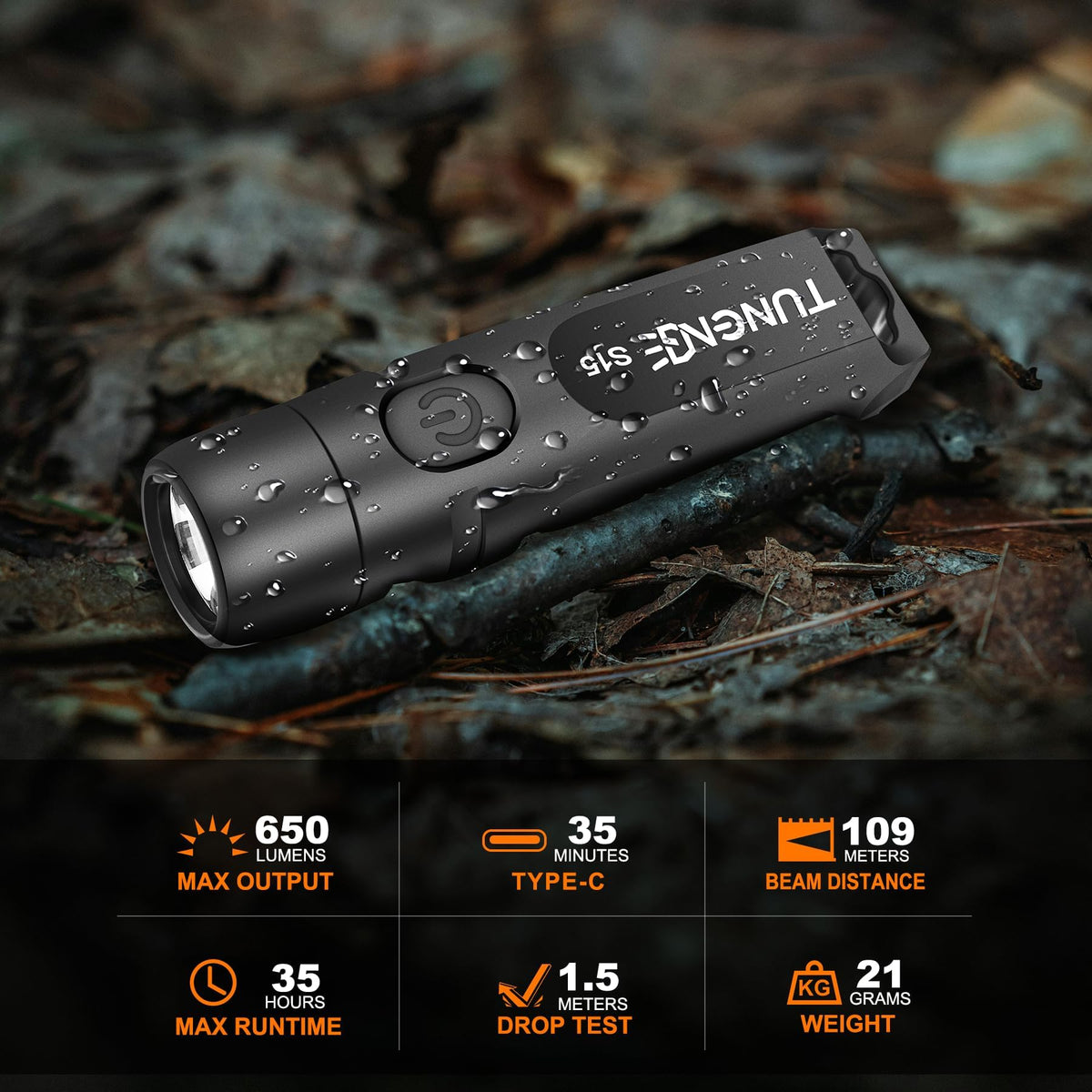 LinkMejor S15 Super Bright 650 Lm Mini Ladbare EDC Nøkkelring Lyslys