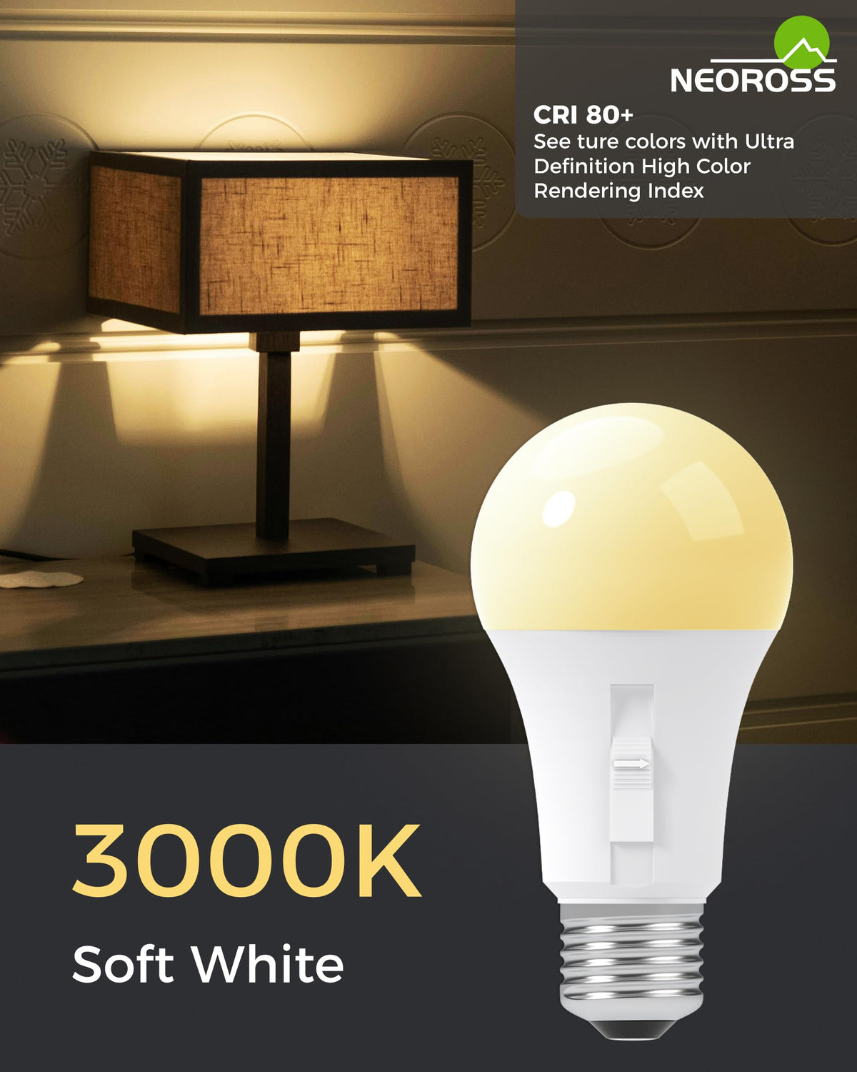 LinkMejor Timer LED Lamp, A19 100W Equivalent, 12/9/6/3U, 3000K, 4 Pack