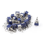 a15052000ux0109 6 Pin ON-OFF-ON 6 mm Thread DPDT Locking Mini Toggle Switch, AC 125V 6 Amp, Blue